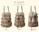 rose island Autumn Harvest Basket Lace-Trimmed Cotton Printed Bucket Bag, Usable Inside and Out