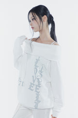 スペルオフショルダースウェットシャツ white