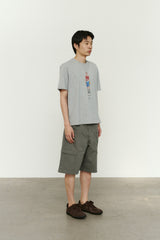 パネルドカーゴポケットヘリンボーンツイルショーツ (Washed Khaki)