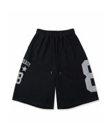 Numbering Patch Bermuda Sweat Pants - Black