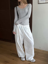 Side panel nylon banding pants(5color)