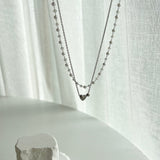 tyu Pearl Beads Heart Ball Scenic Steel Titan Choker Short Layered Guest Necklace