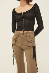 Lace up cargo pants