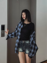 Watery washing vintage denim shorts