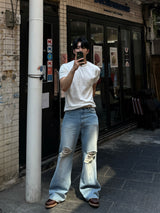Line shoulder cropped muscle short sleeved