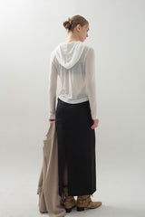 Drawstring Maxi Skirt_Black