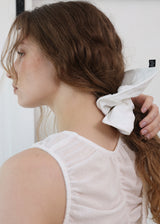 Cotton Flower Square Scrunchie_White