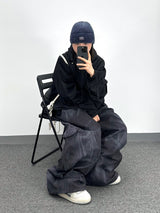 オイルブラックカーゴバルーンパンツ