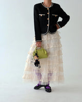 Color-Blocked Chain Tweed Jacket