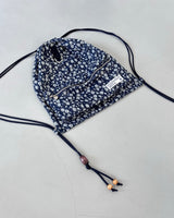 Floral denim string backpack_dark blue
