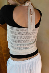 Summer knit halter top_natural ivory