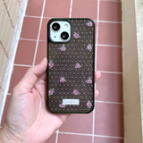 [MADE][Glass Bumper Case] バラ刺繍ニットケース Rose Embroidered Knit Case Brown