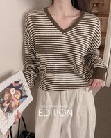 【MADE】Striped V-neck Knit