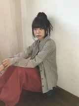 26FW★ [BAONHAUS] Half-Len Over Stripe Shirt