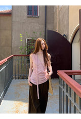 チョーカーVネックラップノースリーブTシャツ