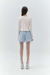 KIRSH PLAIN ROUND NECK SLIM CARDIGAN - WHITE