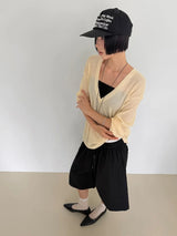 LINEN DEEP V-NECK KNIT