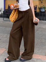 ヘーゼルナッツピンタックワイドコットンカジュアルパンツ