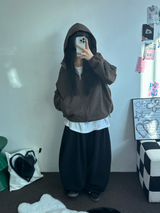 2WAY🩵 オーバールーズチェックウィンドブレーカージップアップ🩵🖤🤎3COLOR