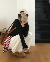 メローデザインロングスリーブカットソー (or Long-Sleeve Top)