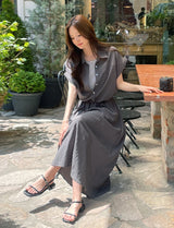Ronda Layered Shirt Banding Skirt Set (Belt Set)