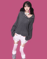 ポキストライプロングレッグウォーマー (2color)