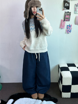 TEDDY FLEECE🤎🐻 S-L🧸3SIZE LONG WIDE HEATER PANTS 🤎💙💚3COLOR
