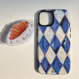 [ Blue Silver Check Pattern ] Magsafe Tough Case