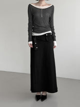 Renne See-through Boat Neck Long Sleeve Tee