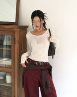 メローデザインロングスリーブカットソー (or Long-Sleeve Top)
