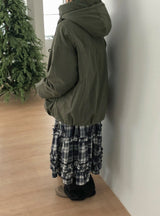 Felch Check Wool Quilted Bomber Padding Jumper