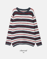 Multi Border Wool Hairy Loose Knit (2color)