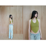 ホルターネックニットベスト_OLIVE