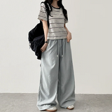Lenny waist banding color nylon rust lock wide pants