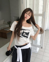 Turner Cutout One-Shoulder Crop Short Sleeve