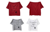 レタリングワンショルダーオフショルダーオーバーフィット半袖Tシャツ