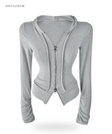 Miu Slim Hood Zip Up (3color)