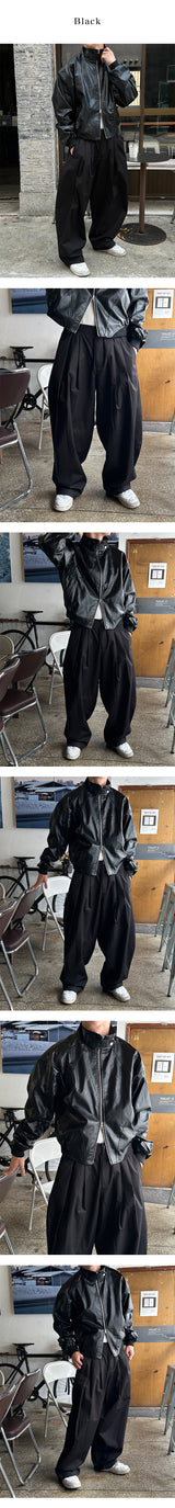 [Unisex] バルーンピンタックストラップパンツ(2color)