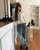 ハパボタンVネックスリムフィット長袖Tシャツ
