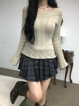 Off-Shoulder Cable Sweater