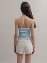 Ribbed Halter Top_Skyblue