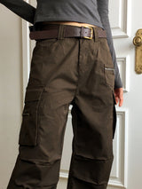 [Belt SET] ハイヒールワイドジッパーカーゴロングワイドパンツ