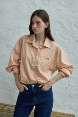 Peeky check shirt_peach