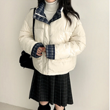 Daring checkered lining point short padded coat