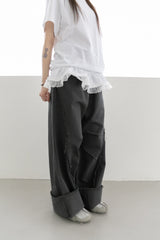 rough fringe wide pants(3colors)
