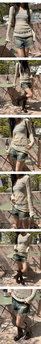 [S/S] Punching knit one piece