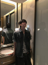 Snap Washed Label Denim Shirt