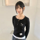SOFTEN KNIT BUTTON LONG SLEEVE T