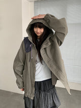 [unisex] オシャロウォッシングオーバーフードジャケット