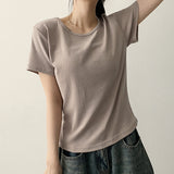 デイリーイェオリフィットベーシックUネックプレインショートスリーブTシャツ
